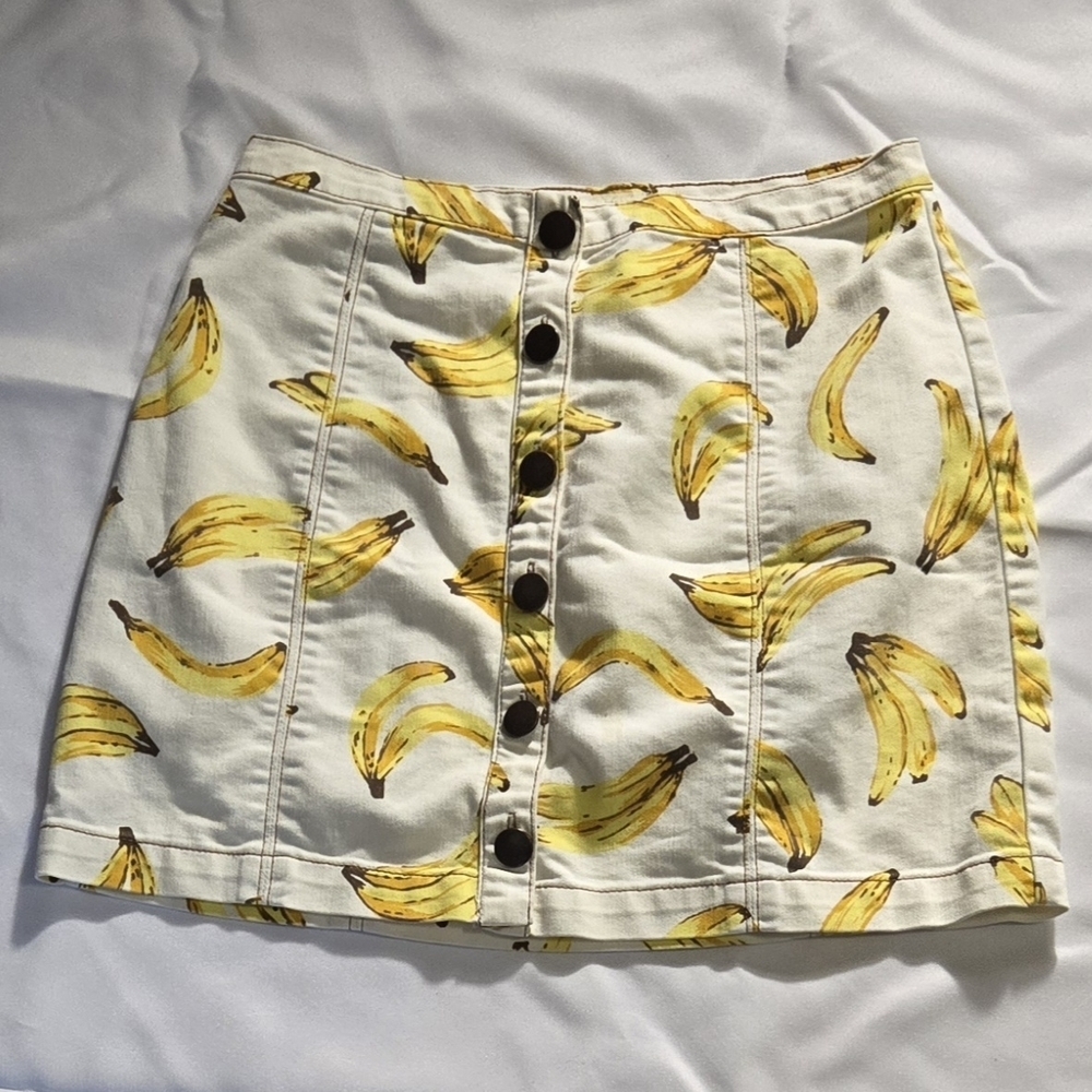 Cooperative Yellow Banana Print Mini Skirt
